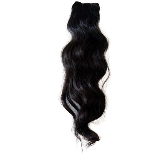 Raw single donor wavy hair bundle, natural texture
